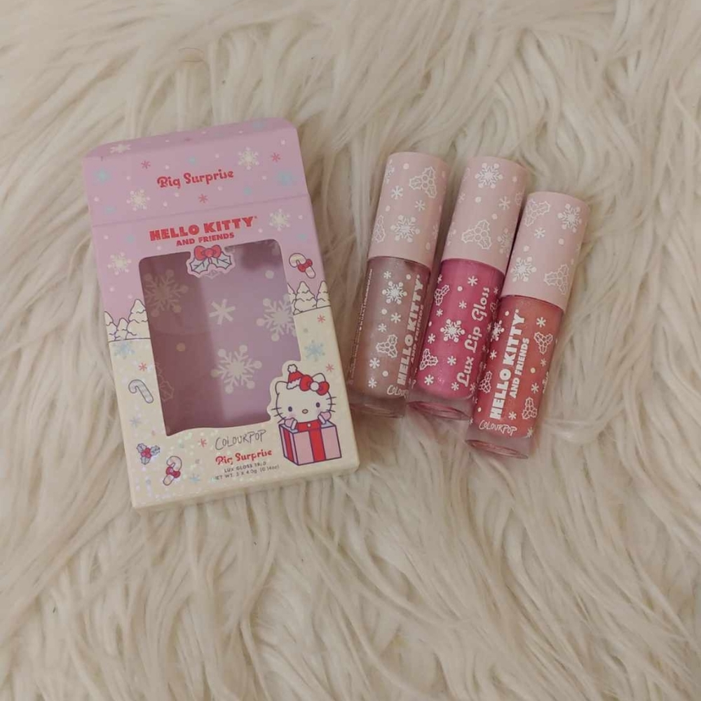 💋FIRM! NWT COLOURPOP X HELLO KITTY & FRIENDS BIG SURPRISE LUX GLOSS TRIO